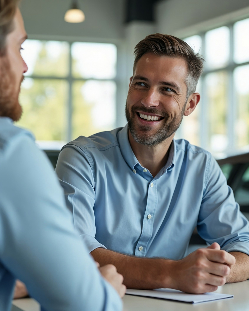 Zwei Personen haben ein Verkaufsgespräch